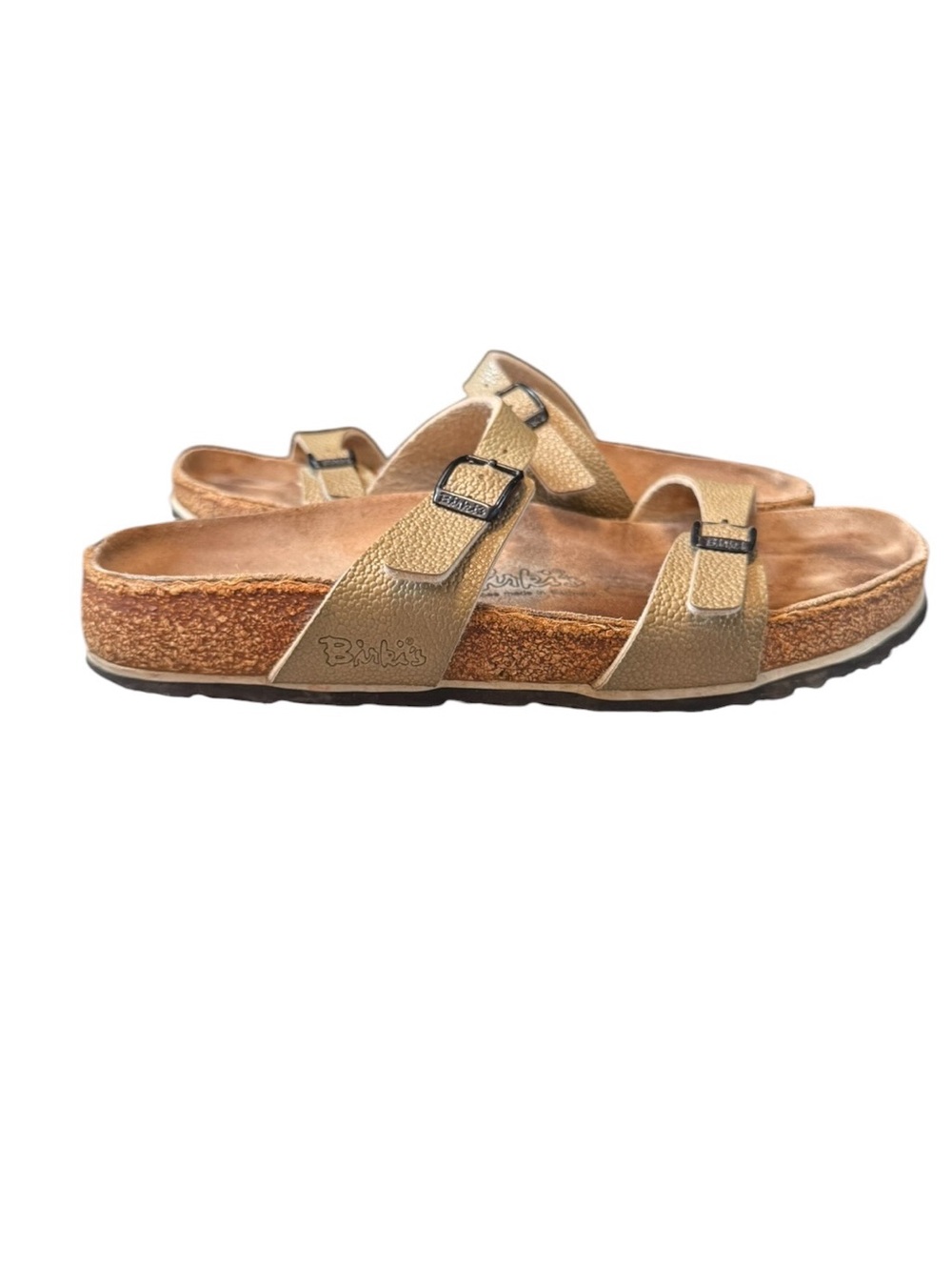 Birkenstock Birki’s Florida Sandals Gold Birko-Flor 3 Strap EU 40 US 9 Regular - Picture 4 of 11